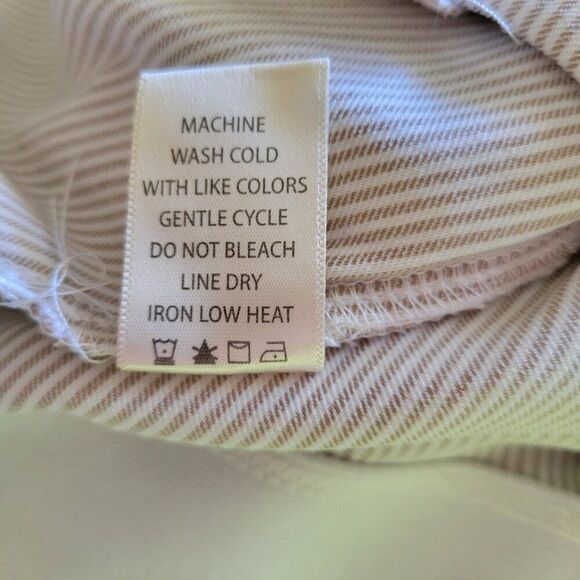 Max Studio Striped Tan White Stretchy Medium Pants Women's slacks pockets EUC - Picture 7 of 7